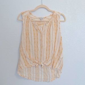 White and yellow front tie tank